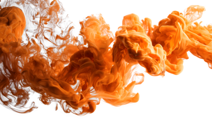 Orange flame-like abstract background with smoky transitions, isolated on white background