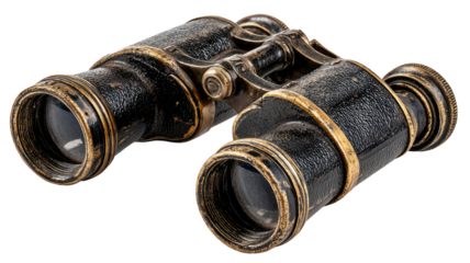 Vintage binoculars, dark brass, aged