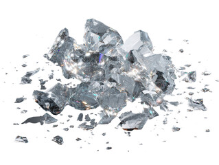  Shattered Glass Fragments Close-Up Isolated PNG