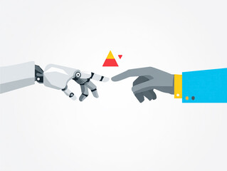 Simple Vector Illustration of Two Hands Reaching Towards Each Other.