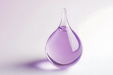 A pale lavender serum oil drop in perfect round form, glossy and clean on white. 