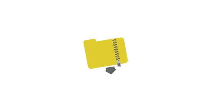 Animated zip folder icon representing zip folder concept for digital and creative use