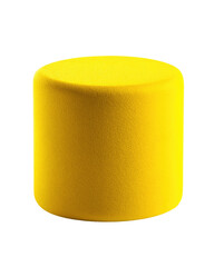Yellow cylindrical ottoman, isolated, studio, minimalist background, home decor