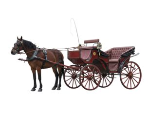 Elegant HorseDrawn Carriage Victorian Era Transportation isolated on transparent background