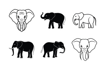 set of elephant silhouettes