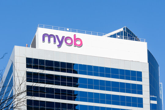 Sydney, Australia - August 12, 2025: MYOB office in Sydney, Australia. MYOB is an Australian technology company. 