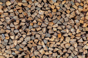 Pile of wood is stacked in a pile