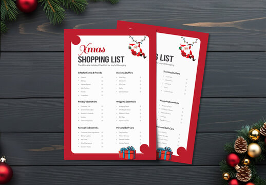 Printable Christmas Shopping List with Santa Illustration