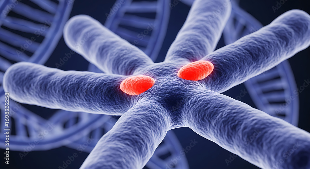 Fototapete chromosome structure: a high-angle, detailed rendering unveils a chromosome structure, representing 