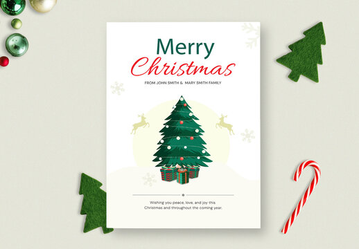 Personalized Christmas Greeting Card Template with Illustration