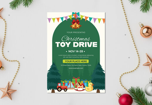 Modern Christmas Toy Drive Flyer Template