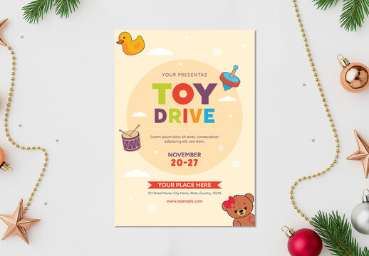 Christmas Toy Drive Flyer Template for Charity Event