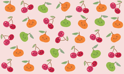 Cute tangerine and cherry pattern