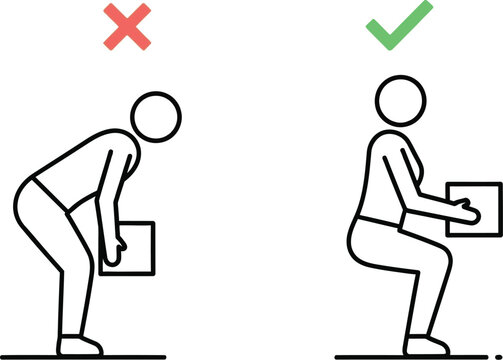 Correct and incorrect posture for lifting heavy objects safely
