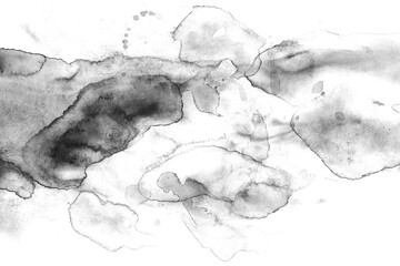 Abstract Ink Wash Texture, Monochrome Watercolor Background, Grungy Fluid Art Overlay