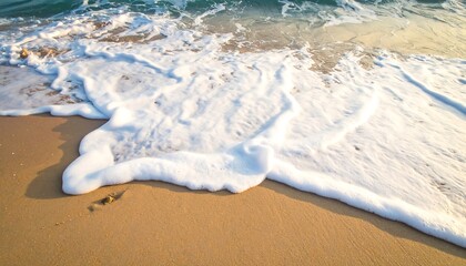 Foamy waves on sandy beach