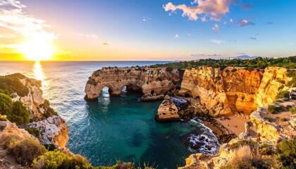 Stunning coastal sunset panorama