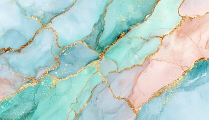 Abstract marbled design with soft pastel colors and gold flecks