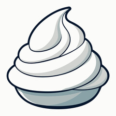 Vector art of a swirl of whipped cream in a bowl