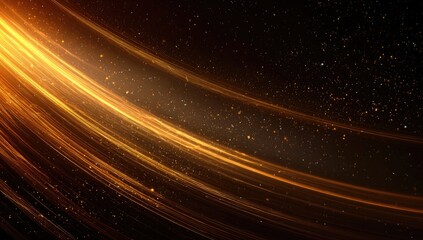 Golden light streaks on a dark background with glittering particles