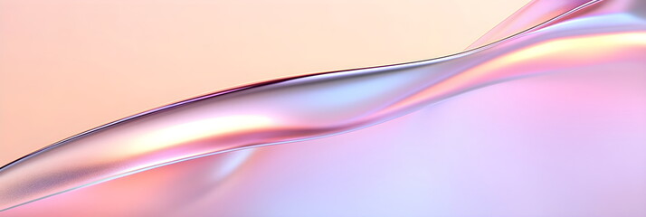 Abstract background with a fluid iridescent wave. Modern metallic shape with a soft pink and blue gradient. Futuristic wallpaper design