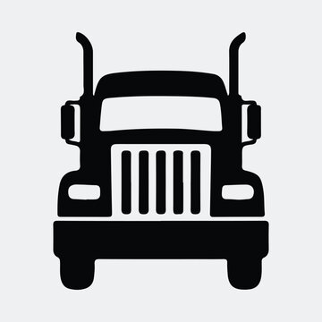 Semi truck front view silhouette for transportation industry and logistics companies vector illustration