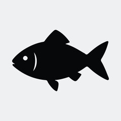 Simple graphic fish silhouette in black over a white background vector illustration