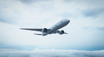 Fototapeta premium 3d render of airplane in the sky