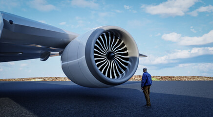 3d render jet engine and propeller © IMKARA Visual