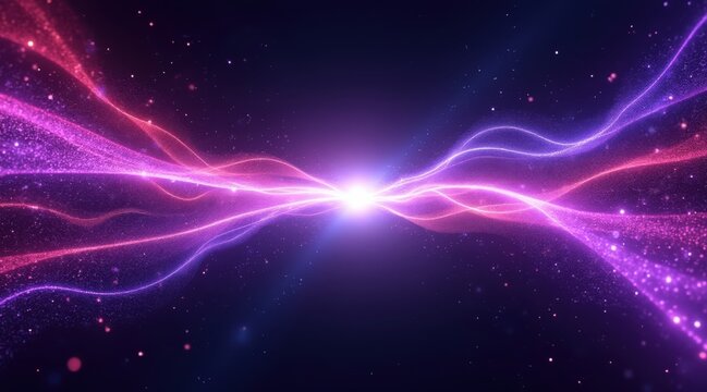 Abstract cosmic energy waves intersecting in deep space nebula