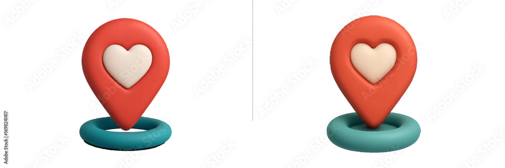 Aufkleber realistic 3d render of a location pointer with a heart symbol for mapping favorite destinations or p