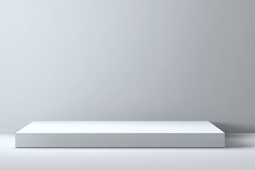 Minimalist white podium on a clean grey background for presentation.