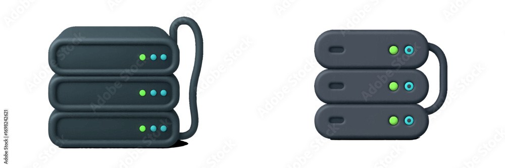 Leinwandbilder a collection of three-dimensional server rack icons representing data center infrastructure and web 