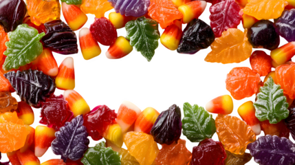 Trick-or-treat candy border frame, isolated on white background