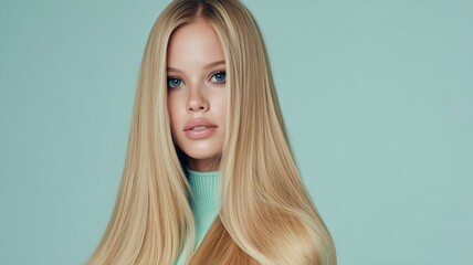 美しい金髪の女性のポートレート。美容やファッション関連の広告や記事に最適な素材。