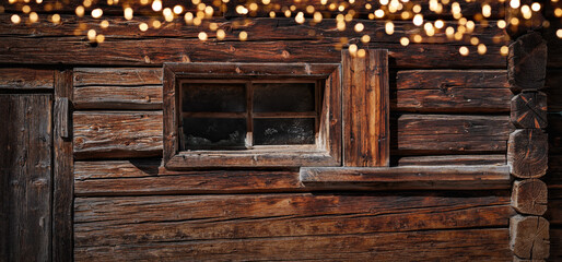 Weathered brown wood texture with golden bokeh lights for a christmas background and decoration...