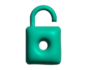 Modern security lock on transparent background, PNG