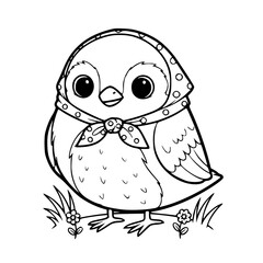 Bird Scarf Outfit Outline Illustration