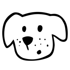 Cute Dog Face Doodle. Hand Drawn Puppy Illustration in Childlike Line Art