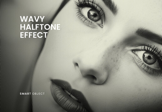 Wavy Retro Halftone Line Photo Effect