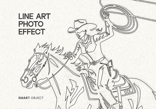 Hand-Drawn Line Art Photo Effect Template