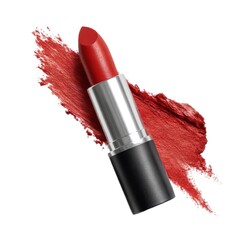Captivating Red Lipstick with Bold Color and Glossy Finish on a White Background, Perfect for Makeup Lovers and Beauty Enthusiasts