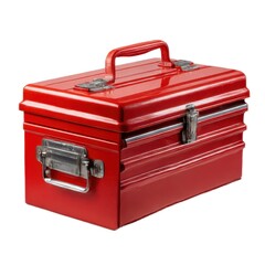 A Classic Red Metal Toolbox Designed for Durable and Practical Storage of Essential Tools and Equipment for Both Professionals and DIY Enthusiasts