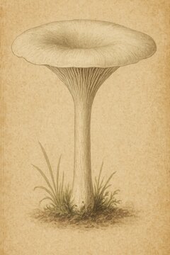 Simple Botanical Study of Funnel-Shaped Cap