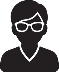 Teacher avatar wearing glasses, education professional, academic and instructor EPS vector.