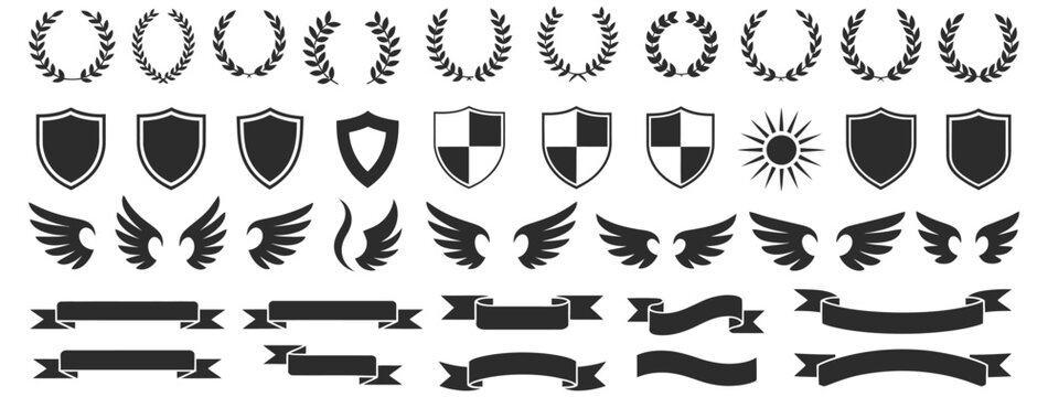  Shields, Wings, Laurels, and Banners Vector Collection