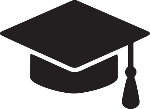 Graduation cap silhouette icon, education, student, achievement, and academic EPS vector.