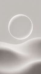 Abstract minimalist composition featuring a luminous oval shape against a soft textured background