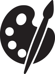 Paint palette with brush icon, art, painting, creative tools, and design EPS vector.