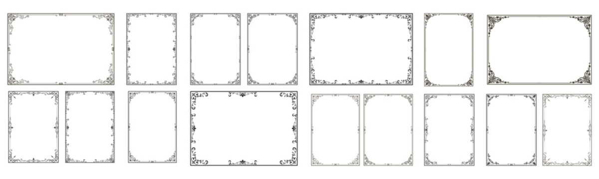 Vintage line frames.. Simple rectangle art deco border frame vector set